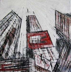 A testa in sù - acrilico su tela - cm. 30x30