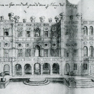 Plautilla Bricci, Vascello - Prospetto longitudinale, 1663 (Roma, Archivio di Stato)